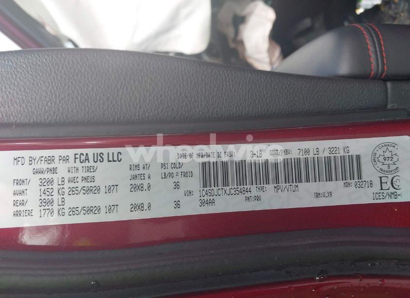 Photo 9 of 2018 Dodge Durango R/T (VIN 1C4SDJCTXJC354844)