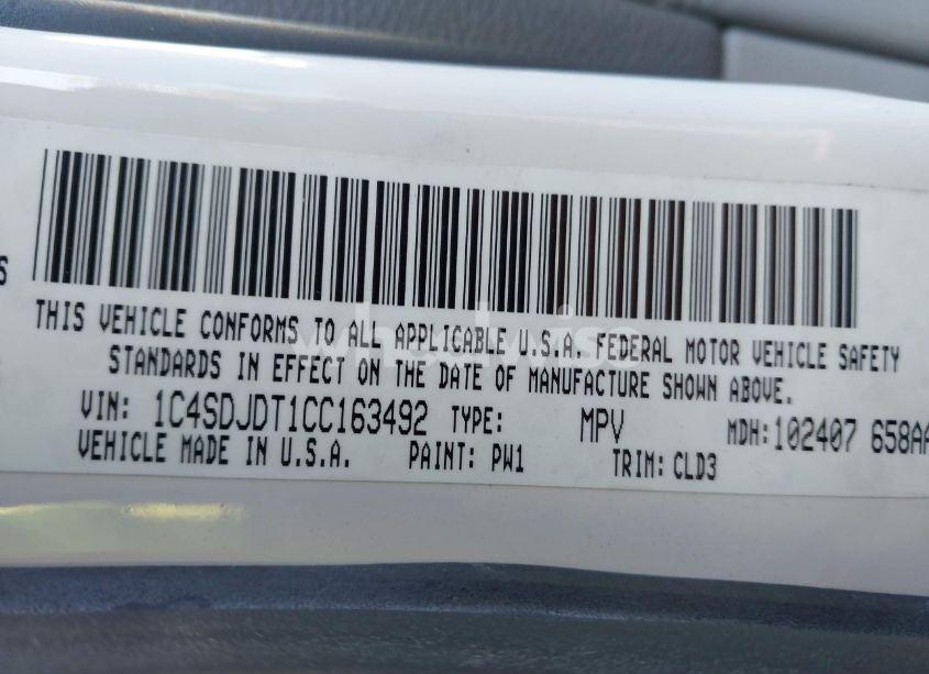 Photo 9 of 2012 Dodge Durango CREW (VIN 1C4SDJDT1CC163492)