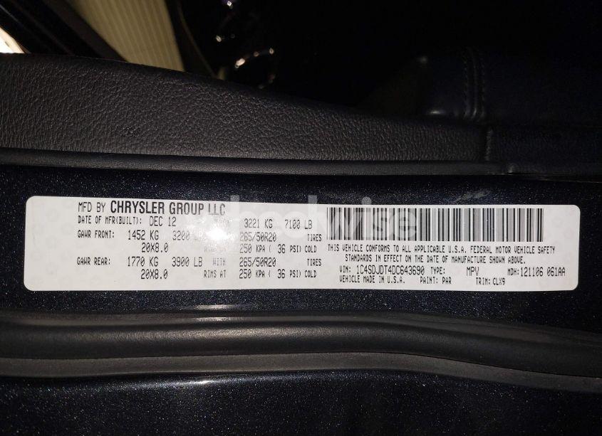 Photo 9 of 2013 Dodge Durango CREW (VIN 1C4SDJDT4DC643690)