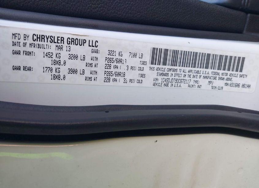 Photo 9 of 2013 Dodge Durango CREW (VIN 1C4SDJDT9DC672117)