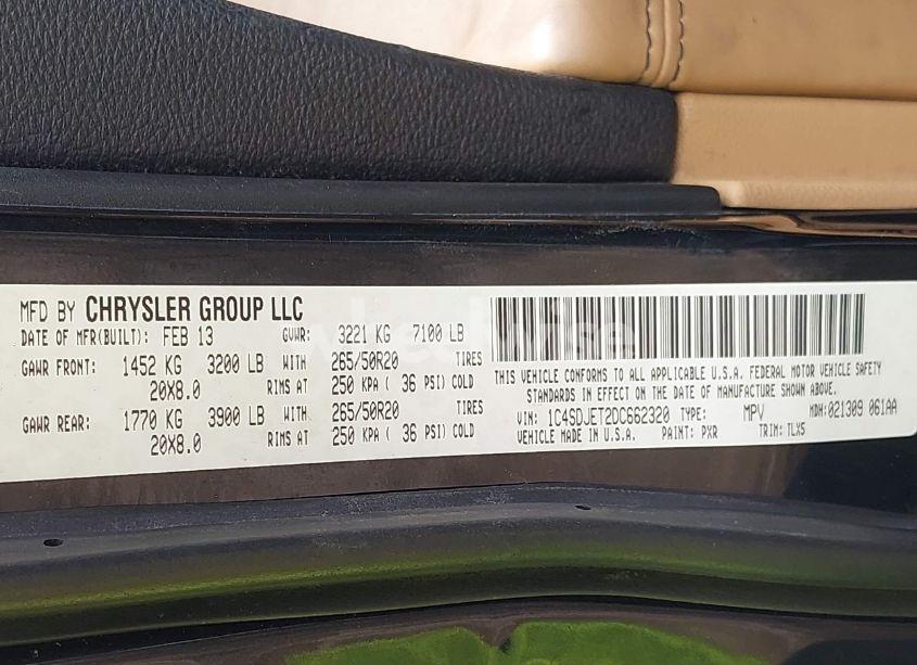 Photo 9 of 2013 Dodge Durango CITADEL (VIN 1C4SDJET2DC662320)