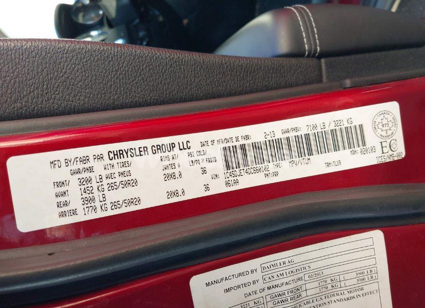 Photo 9 of 2013 Dodge Durango CITADEL (VIN 1C4SDJET4DC660102)