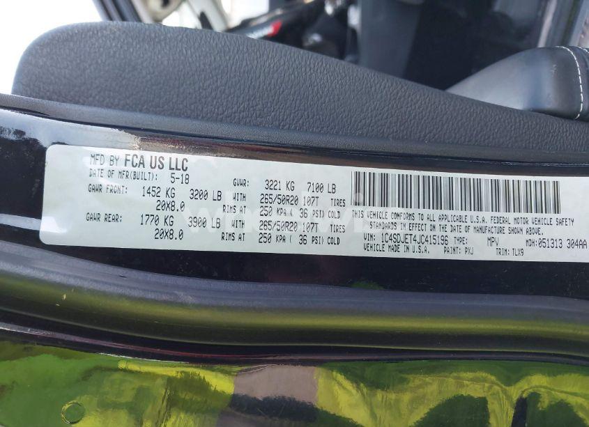 Photo 9 of 2018 Dodge Durango CITADEL AWD (VIN 1C4SDJET4JC415196)