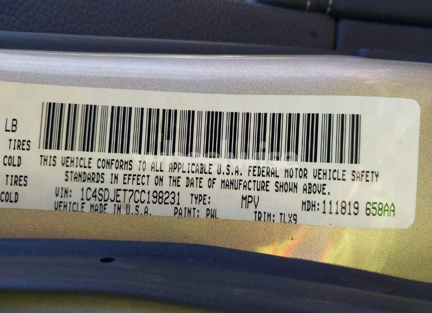Photo 9 of 2012 Dodge Durango CITADEL (VIN 1C4SDJET7CC198231)
