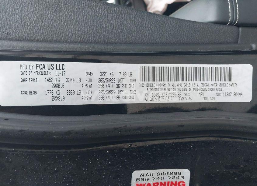 Photo 9 of 2018 Dodge Durango CITADEL AWD (VIN 1C4SDJET9JC225460)