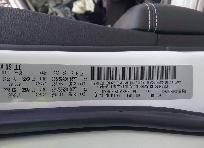 Photo 9 of 2018 Dodge Durango CITADEL AWD (VIN 1C4SDJETXJC515240)