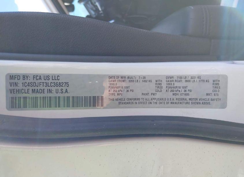 Photo 9 of 2020 Dodge Durango PURSUIT (VIN 1C4SDJFT3LC368275)