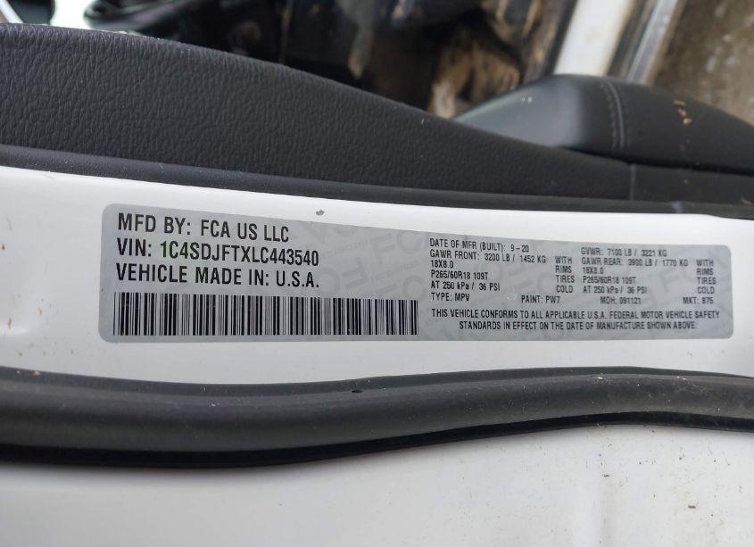 Photo 9 of 2020 Dodge Durango PURSUIT (VIN 1C4SDJFTXLC443540)