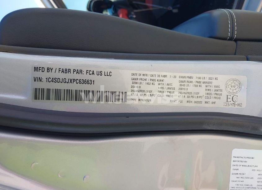 Photo 9 of 2023 Dodge Durango SRT 392 PREMIUM (VIN 1C4SDJGJXPC636631)