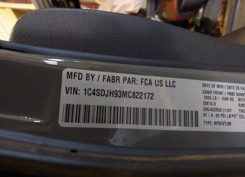 Photo 9 of 2021 Dodge Durango SRT HELLCAT (VIN 1C4SDJH93MC822172)