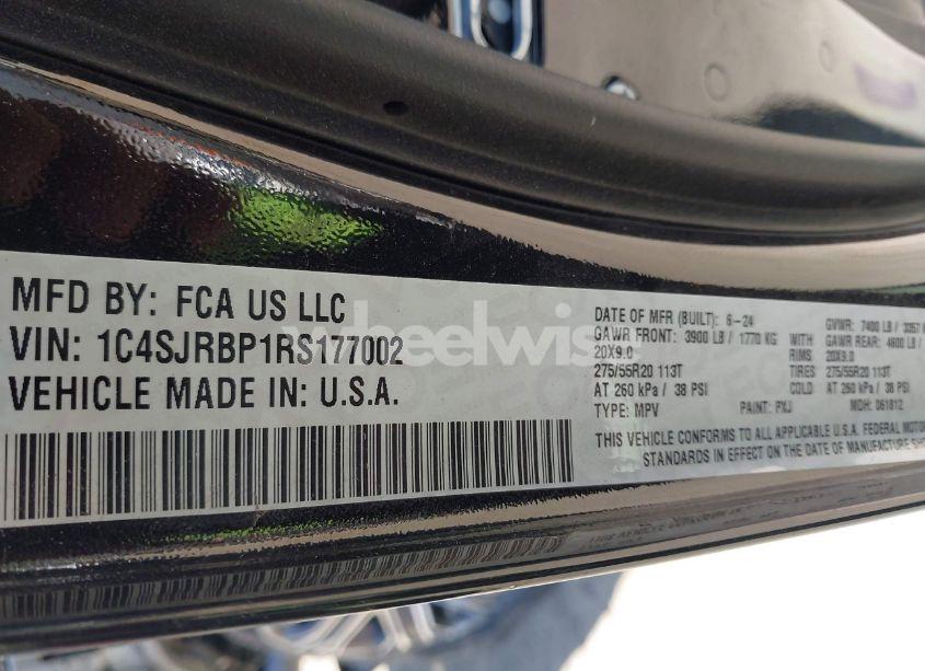 Photo 9 of 2024 Jeep Wagoneer L SERIES II 4X2 (VIN 1C4SJRBP1RS177002)