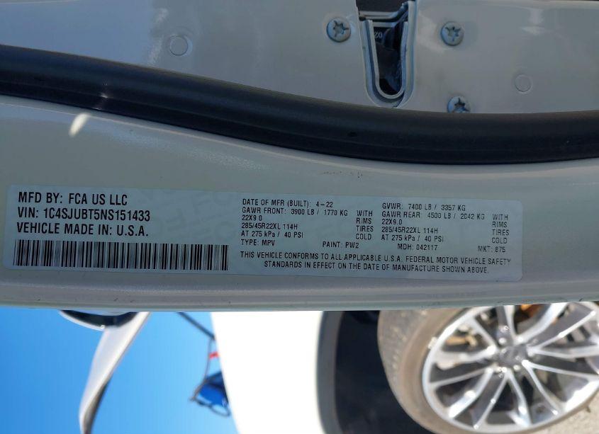 Photo 9 of 2022 Jeep Wagoneer SERIES II 4X2 (VIN 1C4SJUBT5NS151433)