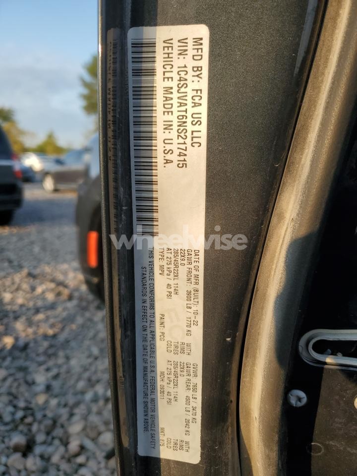 Photo 14 of 2022 JEEP WAGONEER SERIES I (VIN 1C4SJVAT6NS217415)