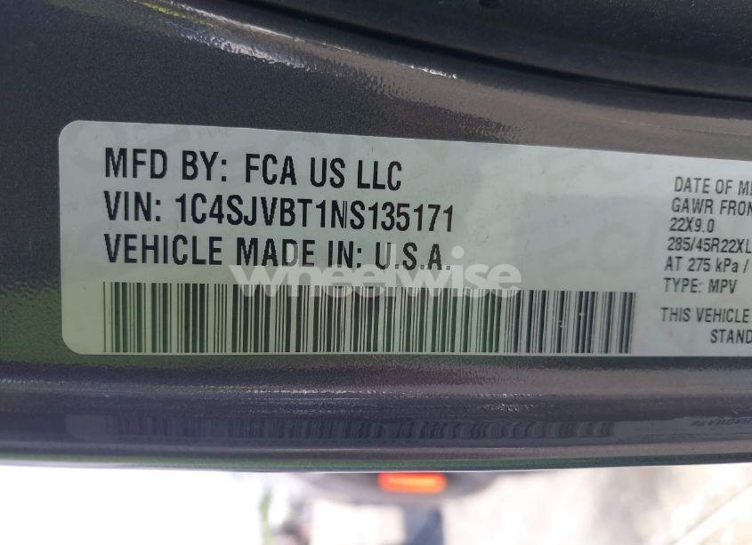 Photo 9 of 2022 Jeep Wagoneer SERIES II 4X4 (VIN 1C4SJVBT1NS135171)