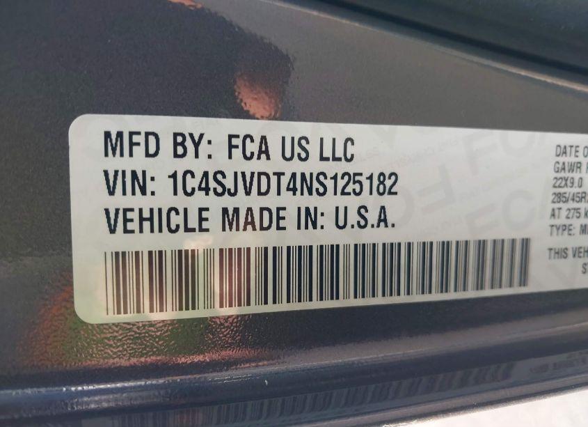 Photo 9 of 2022 Jeep Wagoneer SERIES III 4X4 (VIN 1C4SJVDT4NS125182)