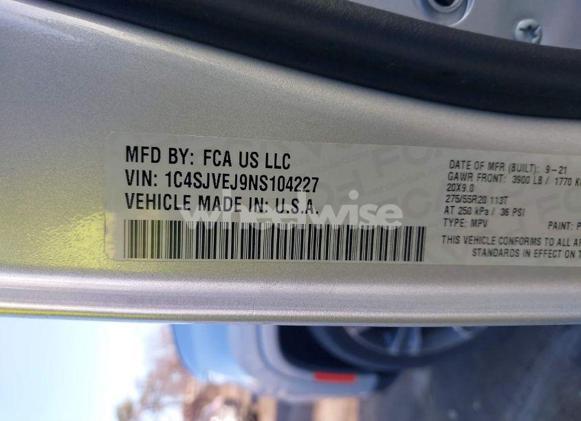 Photo 9 of 2022 Jeep Grand WAGONEER SERIES I 4X4 (VIN 1C4SJVEJ9NS104227)