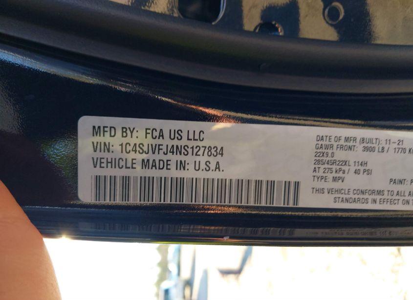 Photo 9 of 2022 Jeep Grand WAGONEER SERIES II OBSIDIAN 4X4 (VIN 1C4SJVFJ4NS127834)