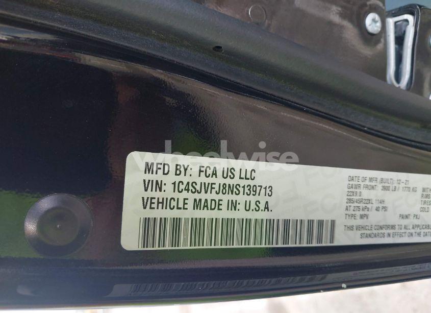 Photo 9 of 2022 Jeep Grand WAGONEER SERIES II 4X4 (VIN 1C4SJVFJ8NS139713)