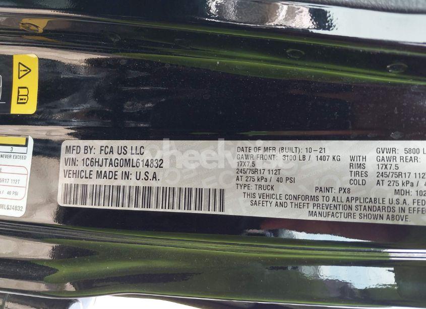 Photo 9 of 2021 Jeep Gladiator SPORT 4X4 (VIN 1C6HJTAG0ML614832)