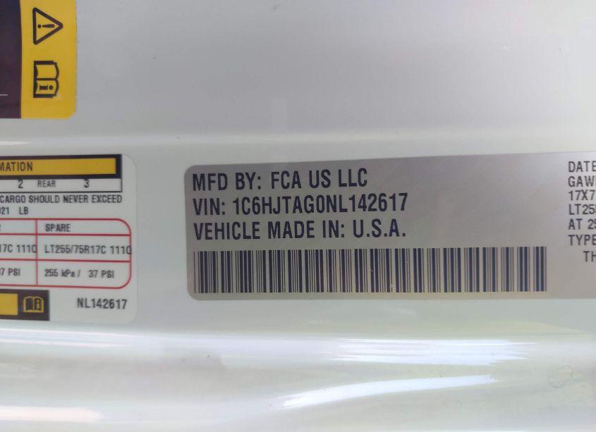 Photo 9 of 2022 Jeep Gladiator WILLYS 4X4 (VIN 1C6HJTAG0NL142617)