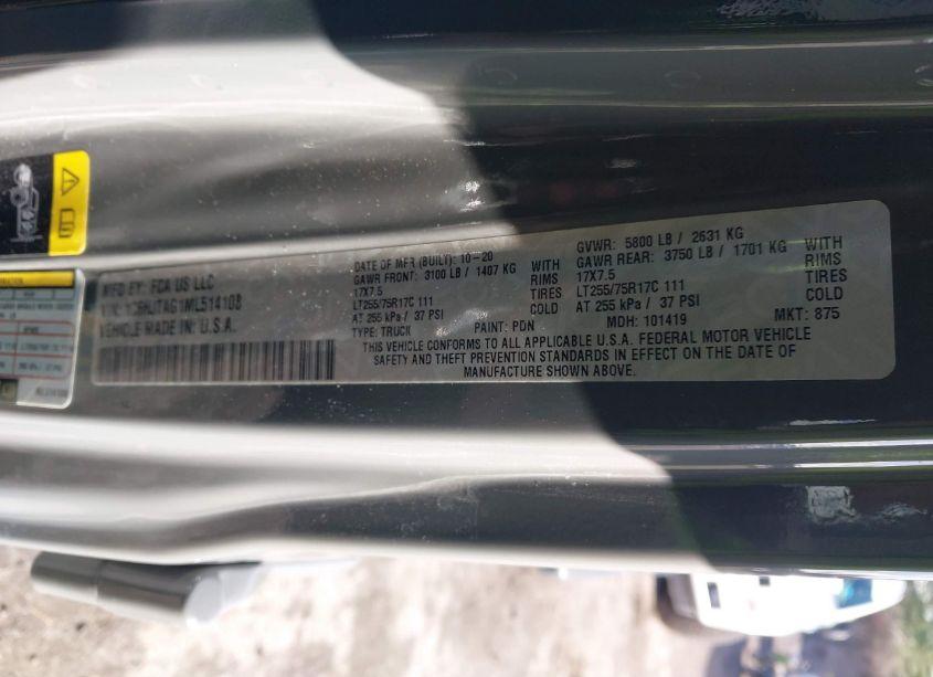 Photo 9 of 2021 Jeep Gladiator WILLYS 4X4 (VIN 1C6HJTAG1ML514108)