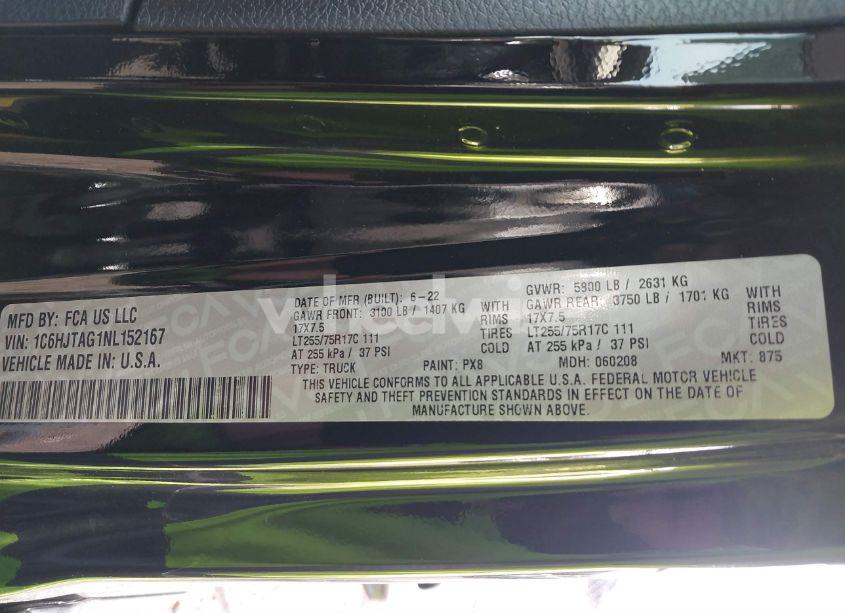 Photo 9 of 2022 Jeep Gladiator WILLYS 4X4 (VIN 1C6HJTAG1NL152167)