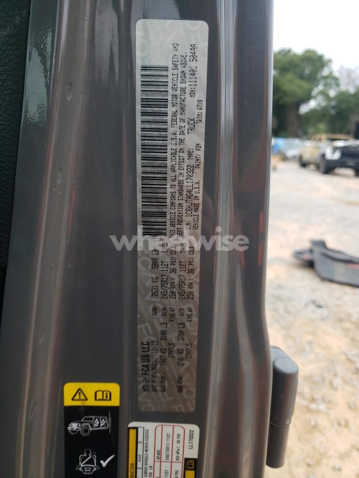 Photo 13 of 2020 JEEP GLADIATOR SPORT (VIN 1C6HJTAG4LL170322)