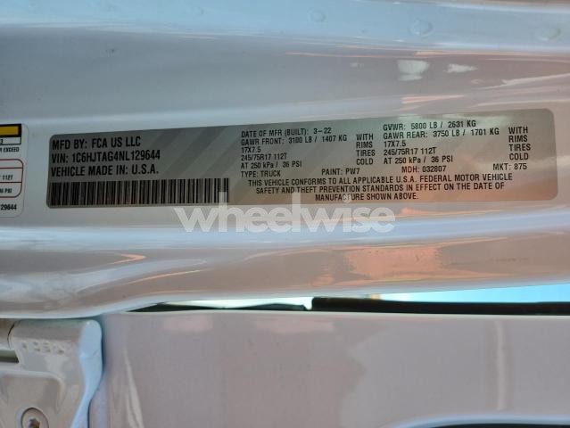 2022 JEEP GLADIATOR SPORT (VIN 1C6HJTAG4NL129644) main photo