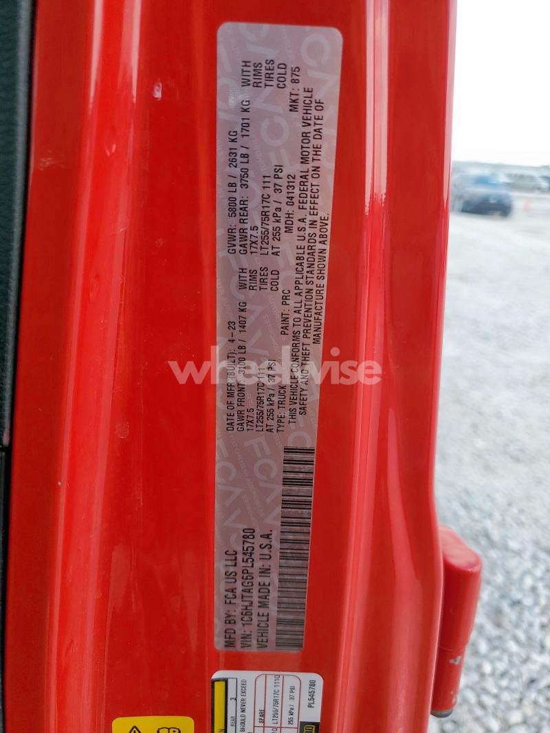 Photo 2 of 2023 JEEP GLADIATOR SPORT (VIN 1C6HJTAG6PL545780)