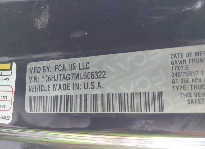 Photo 9 of 2021 Jeep Gladiator SPORT S 4X4 (VIN 1C6HJTAG7ML506322)