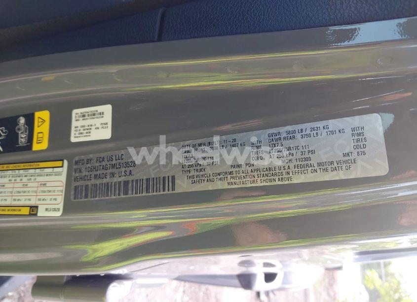 Photo 9 of 2021 Jeep Gladiator WILLYS SPORT 4X4 (VIN 1C6HJTAG7ML513528)