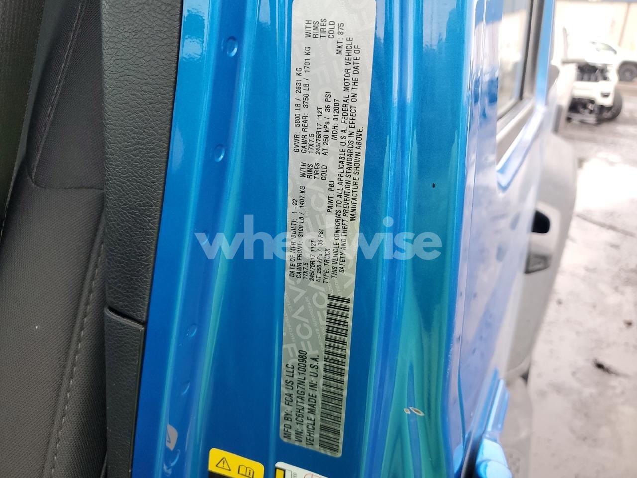 Photo 12 of 2022 JEEP GLADIATOR SPORT (VIN 1C6HJTAG7NL100980)