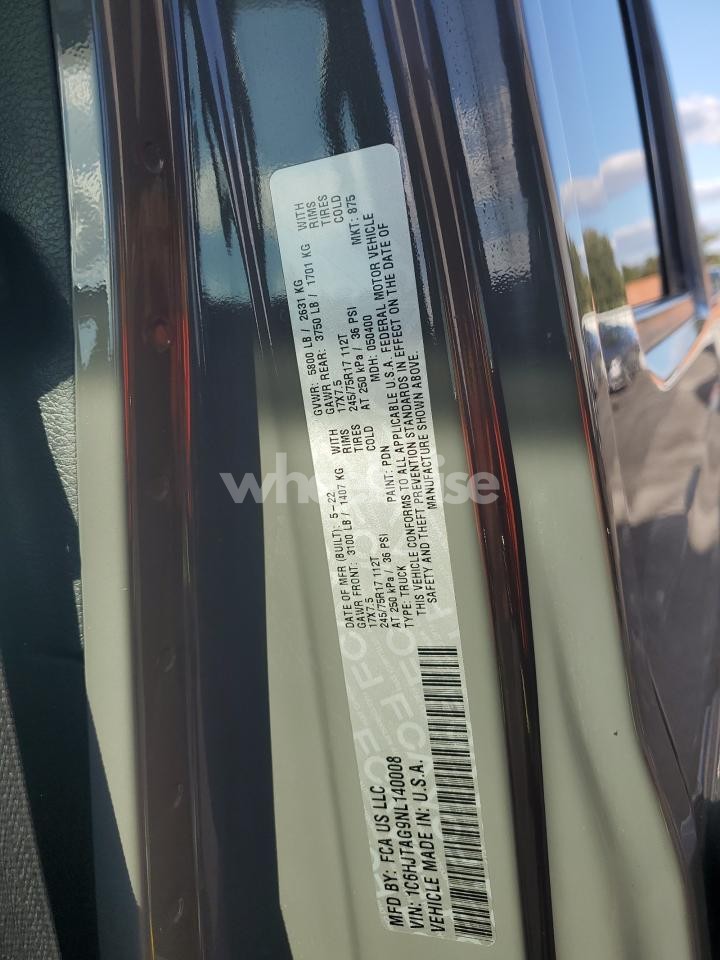 Photo 12 of 2022 JEEP GLADIATOR SPORT (VIN 1C6HJTAG9NL140008)