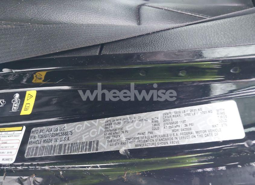 Photo 9 of 2021 Jeep Gladiator HIGH ALTITUDE 4X4 (VIN 1C6HJTFG3ML568275)