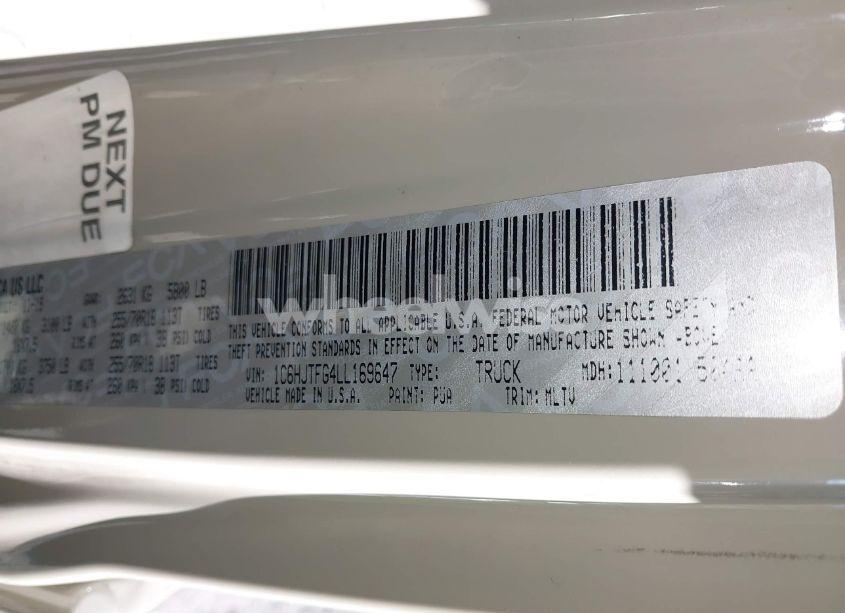 Photo 9 of 2020 Jeep Gladiator OVERLAND 4X4 (VIN 1C6HJTFG4LL169647)