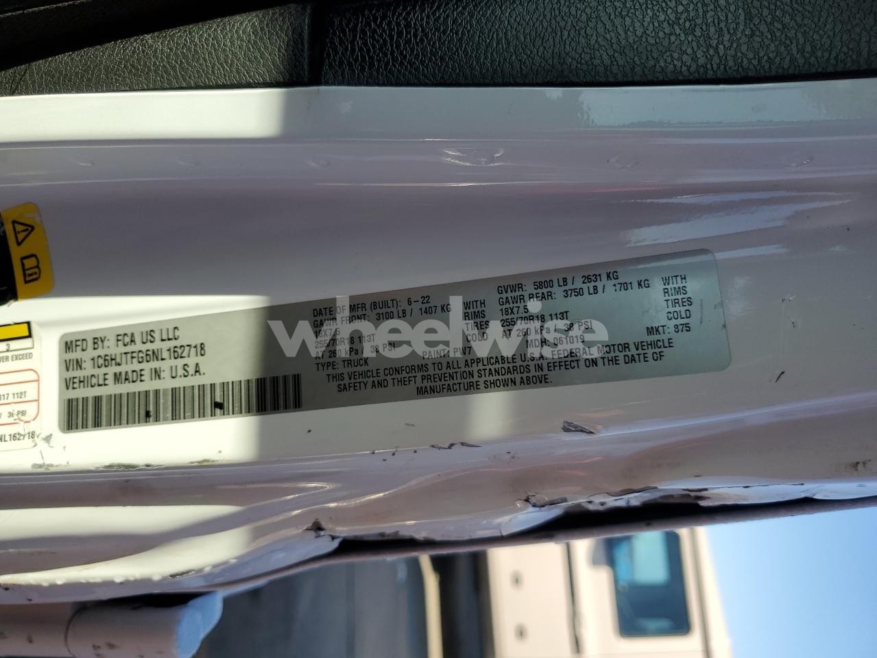 Photo 12 of 2022 JEEP GLADIATOR OVERLAND (VIN 1C6HJTFG6NL162718)