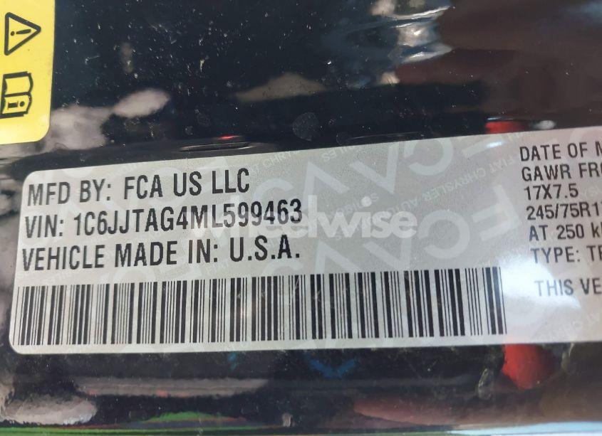 Photo 9 of 2021 Jeep Gladiator SPORT 4X4 (VIN 1C6JJTAG4ML599463)