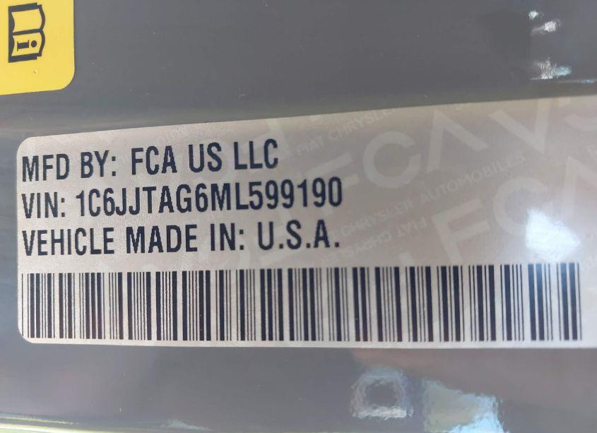 Photo 9 of 2021 Jeep Gladiator SPORT 4X4 (VIN 1C6JJTAG6ML599190)