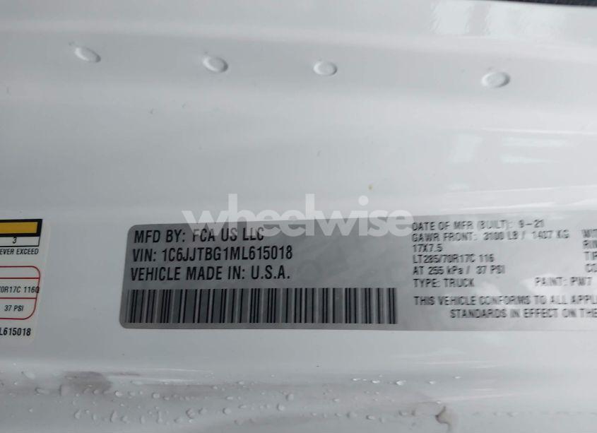 Photo 9 of 2021 Jeep Gladiator RUBICON 4X4 (VIN 1C6JJTBG1ML615018)