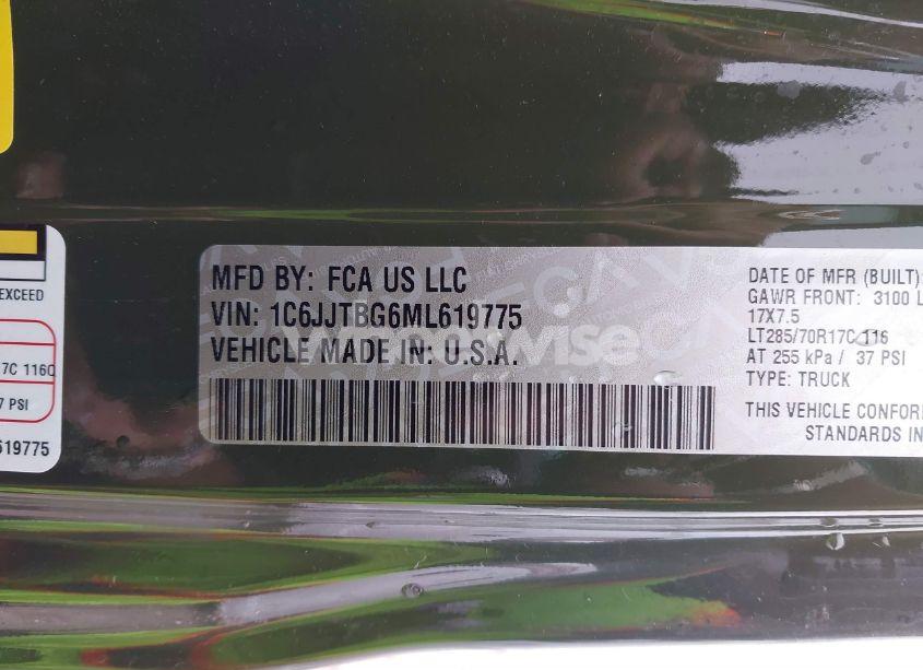 Photo 9 of 2021 Jeep Gladiator RUBICON 4X4 (VIN 1C6JJTBG6ML619775)