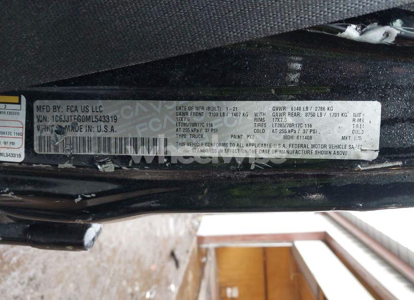 Photo 9 of 2021 Jeep Gladiator MOJAVE 4X4 (VIN 1C6JJTEG0ML543319)