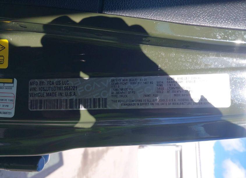 Photo 9 of 2021 Jeep Gladiator MOJAVE 4X4 (VIN 1C6JJTEG7ML568721)