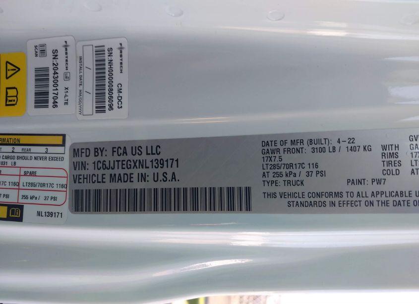 Photo 9 of 2022 Jeep Gladiator MOJAVE 4X4 (VIN 1C6JJTEGXNL139171)