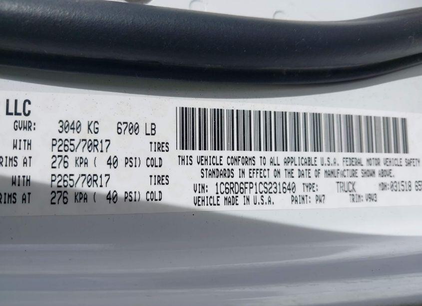 Photo 9 of 2012 Ram 1500 ST (VIN 1C6RD6FP1CS231640)