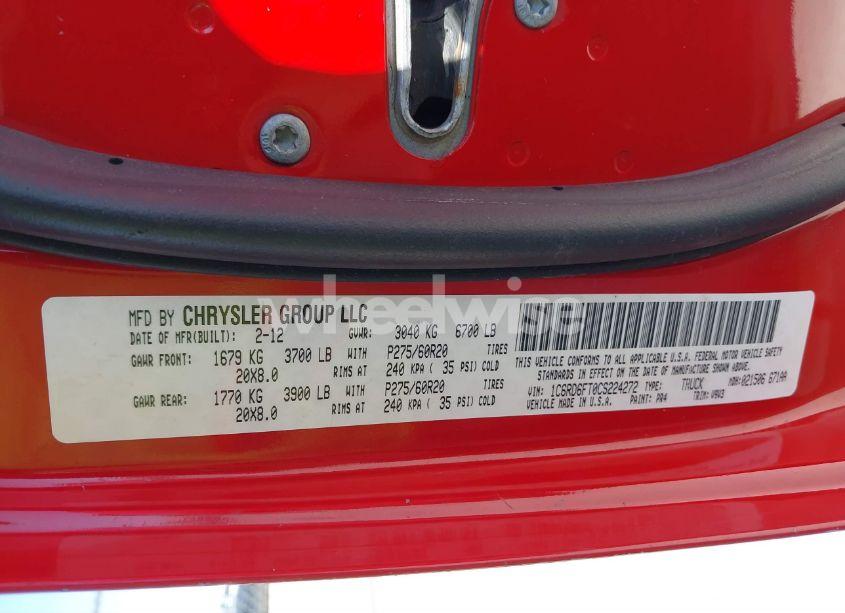 Photo 9 of 2012 Ram 1500 ST (VIN 1C6RD6FT0CS224272)