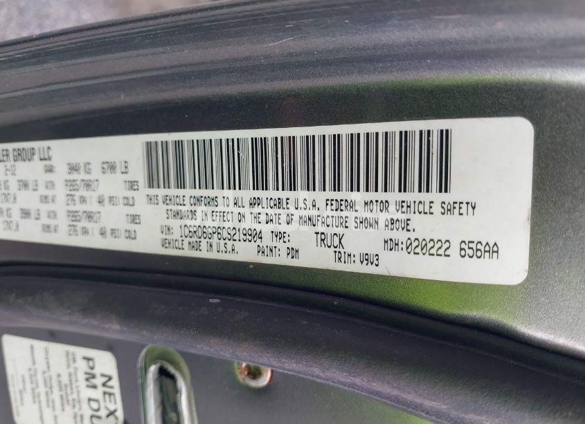 Photo 9 of 2012 Ram 1500 SLT (VIN 1C6RD6GP6CS219904)