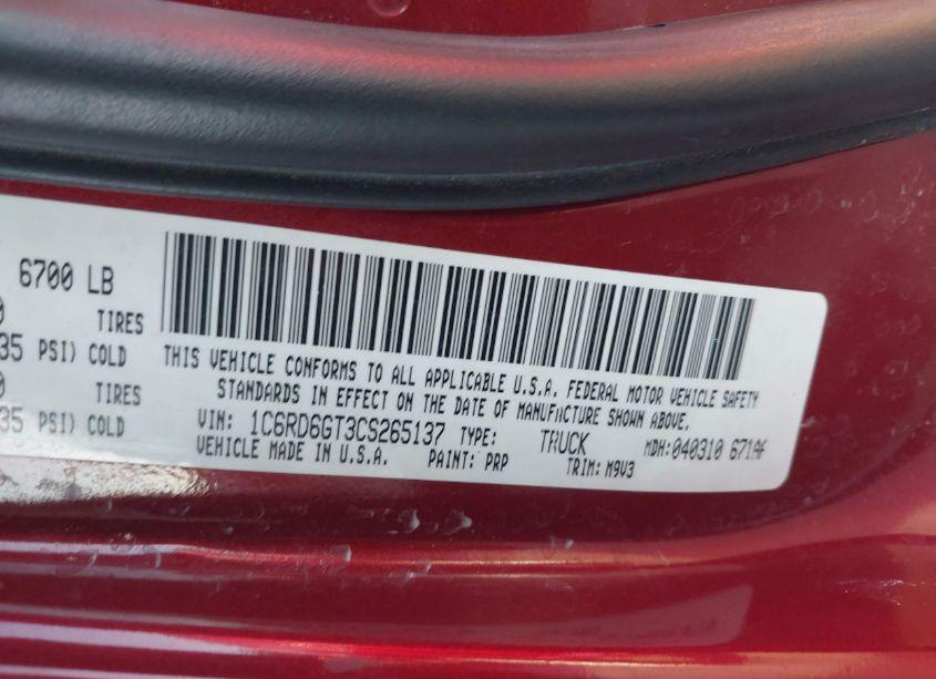 Photo 9 of 2012 Ram 1500 SLT (VIN 1C6RD6GT3CS265137)