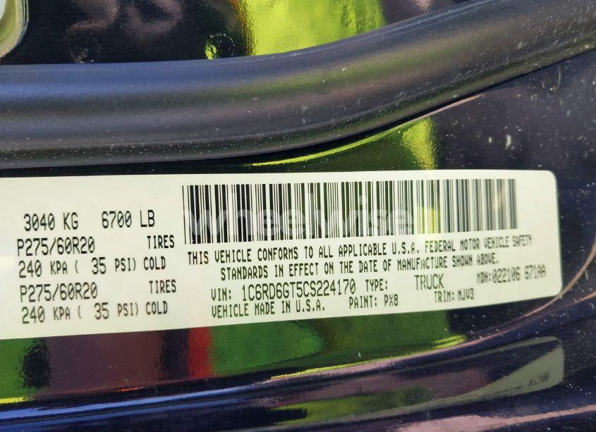 Photo 9 of 2012 Ram 1500 SLT (VIN 1C6RD6GT5CS224170)