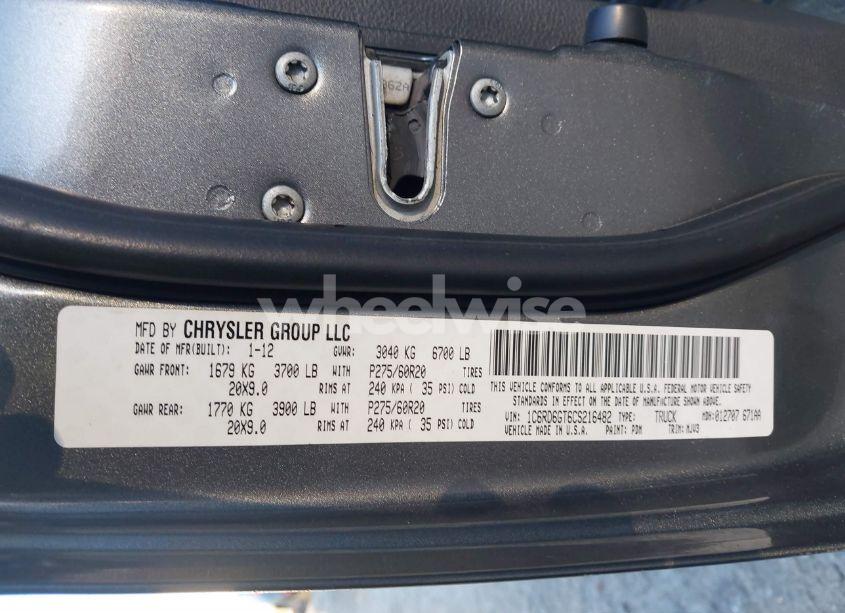 Photo 9 of 2012 Ram 1500 SLT (VIN 1C6RD6GT6CS216482)