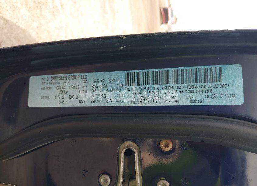 Photo 9 of 2012 Ram 1500 SLT (VIN 1C6RD6GTXCS225721)